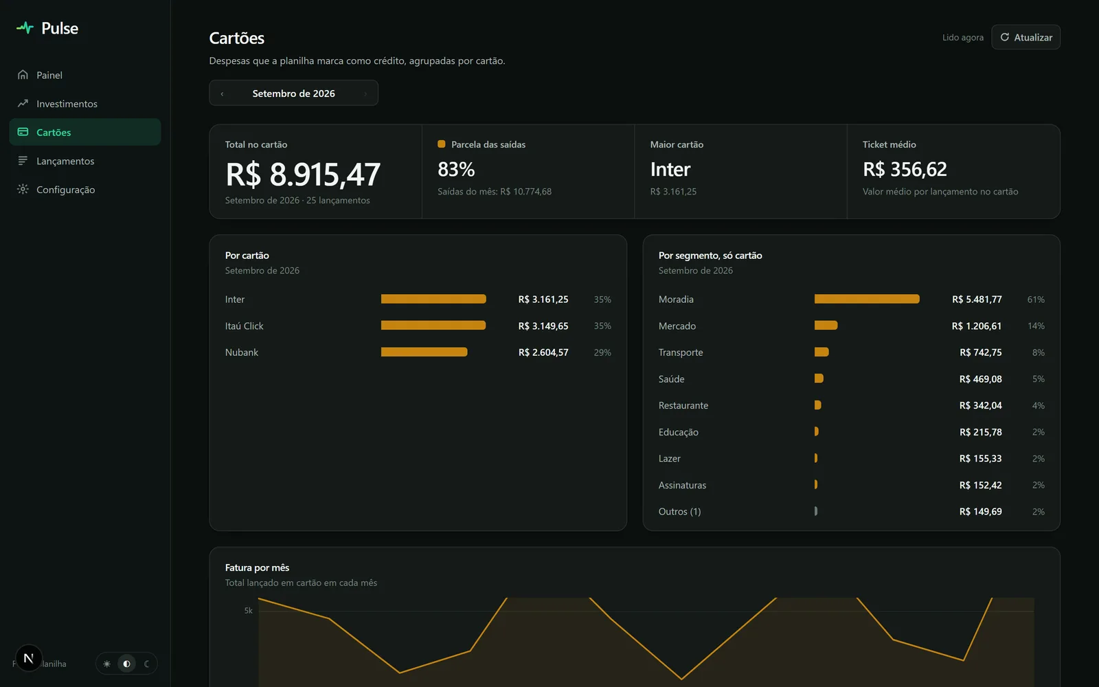The credit-card screen: hand-written SVG, and every colour from the palette